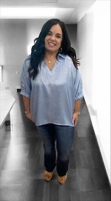 Shimmery V-Neck w/collar  Plus top