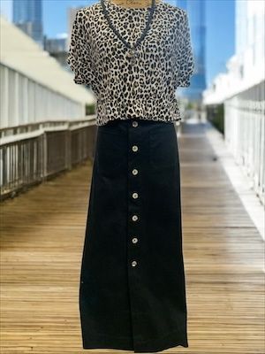 Long Black Skirt With Button Down The Front