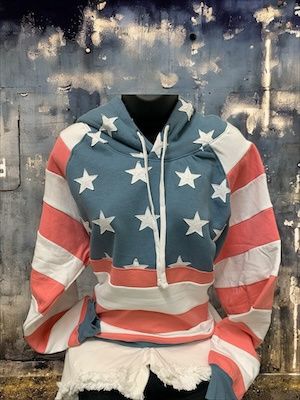 USA Flag Washed Hoodie