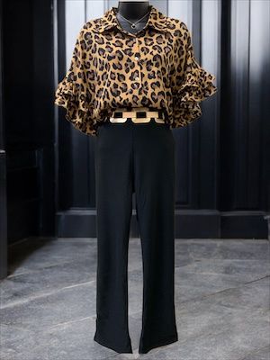 Leopard Top w/Ruffles