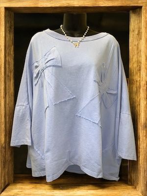Mineral Wash 3/4 Sleeve Ribbon Detail Top
