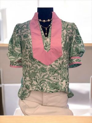 Floral Print Top with Trim