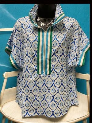 Colorblock Regular Shift Short Sleeve Blouse