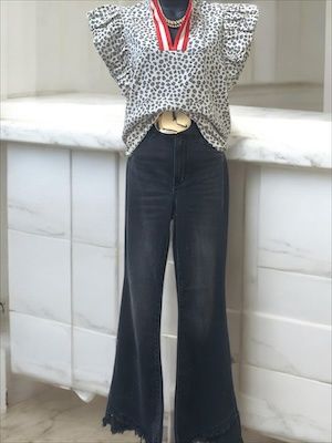 Ecru Leopard w/Red Trim Top