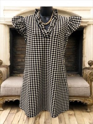 Black/Cream Houndstooth Dress