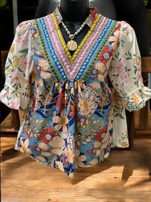Crochet Boho Half Sleeve  Floral Blouse