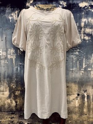 Solid Round Next Dress w/embroidery detail
