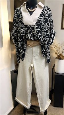 Black/Cream Print Top