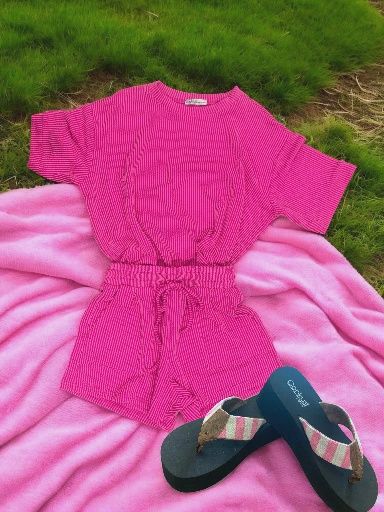 Ribbed Solid Knit Short Set