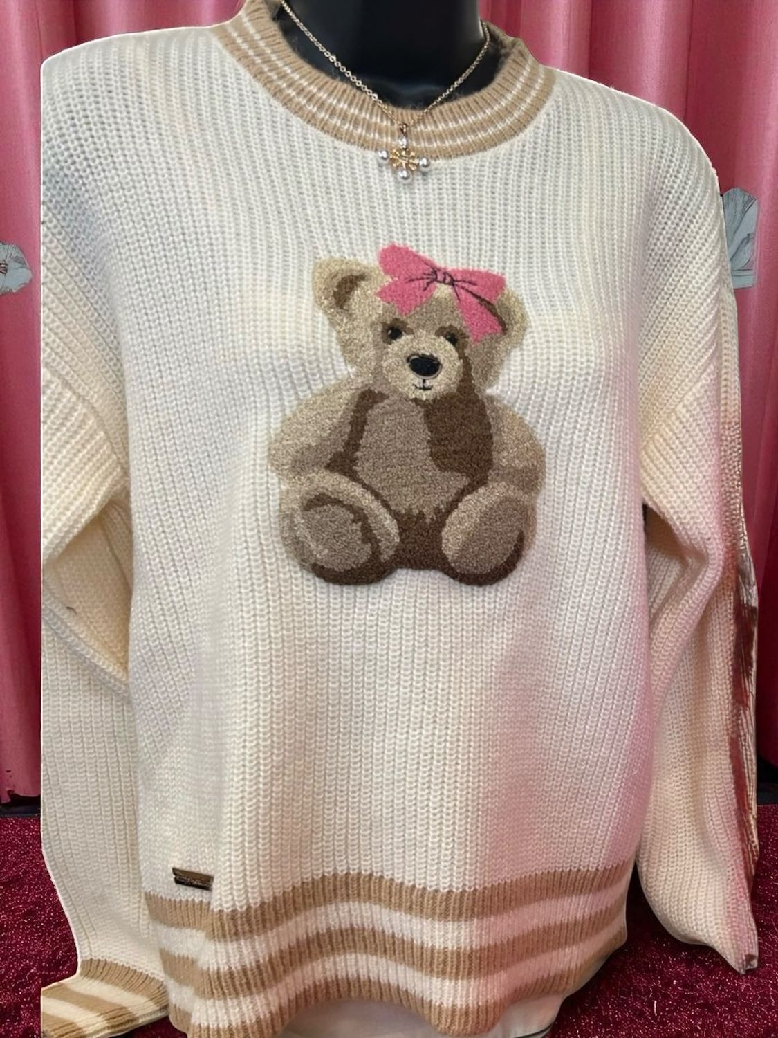Harper Sweater W/ Bear Bow
