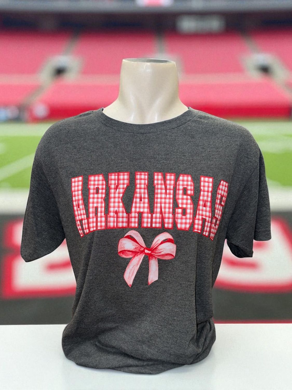 Graphite Red Gingham Bow Tee