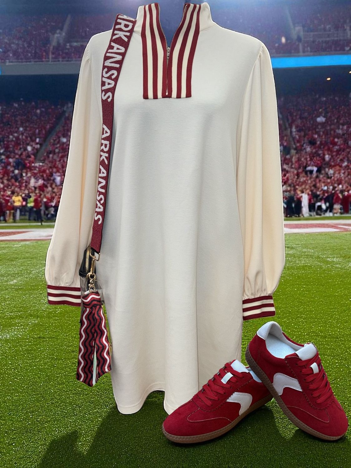 Soft Knit Dress w/stripe trim