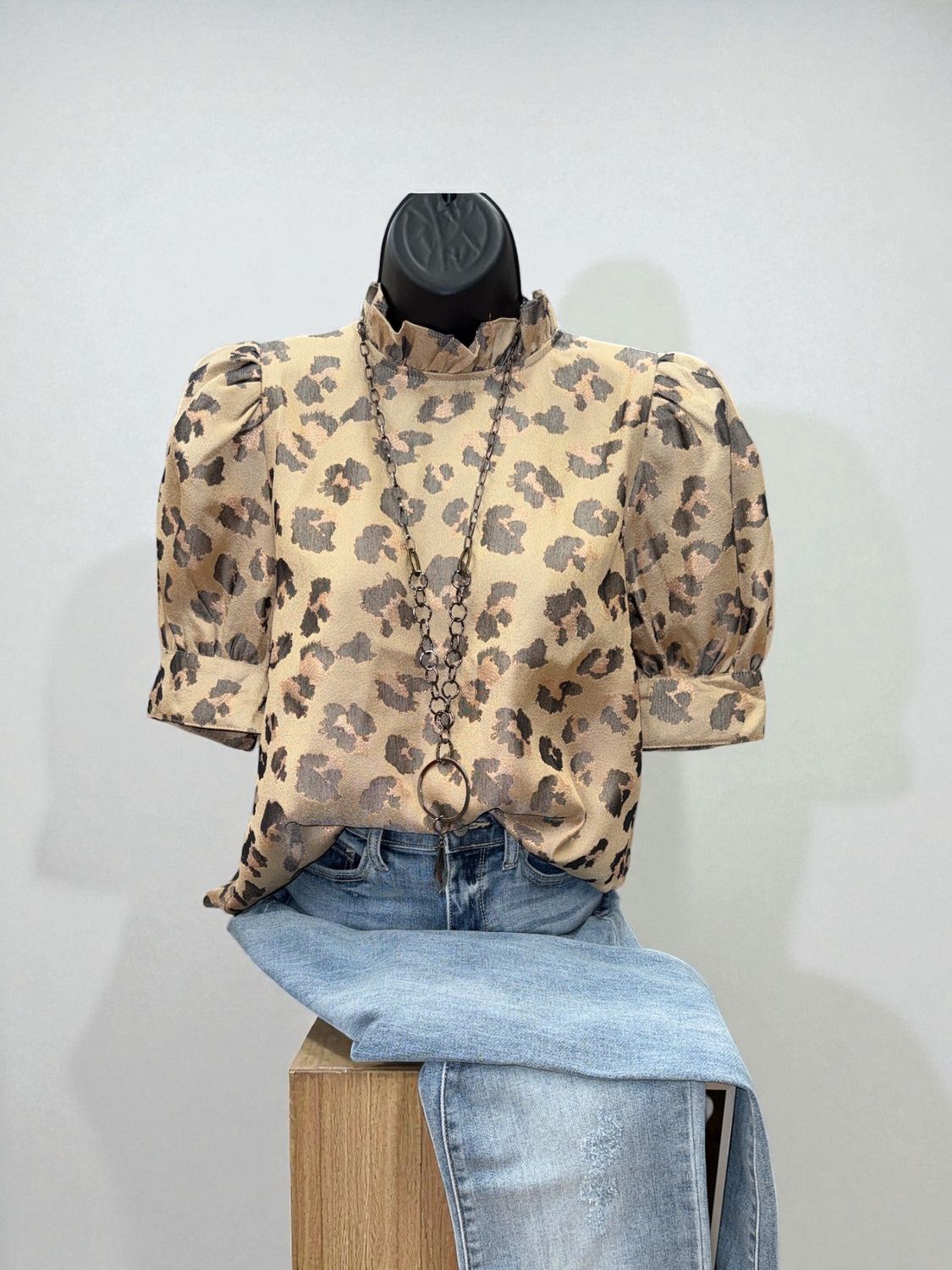 Shimmery Leopard Button Up On The Back