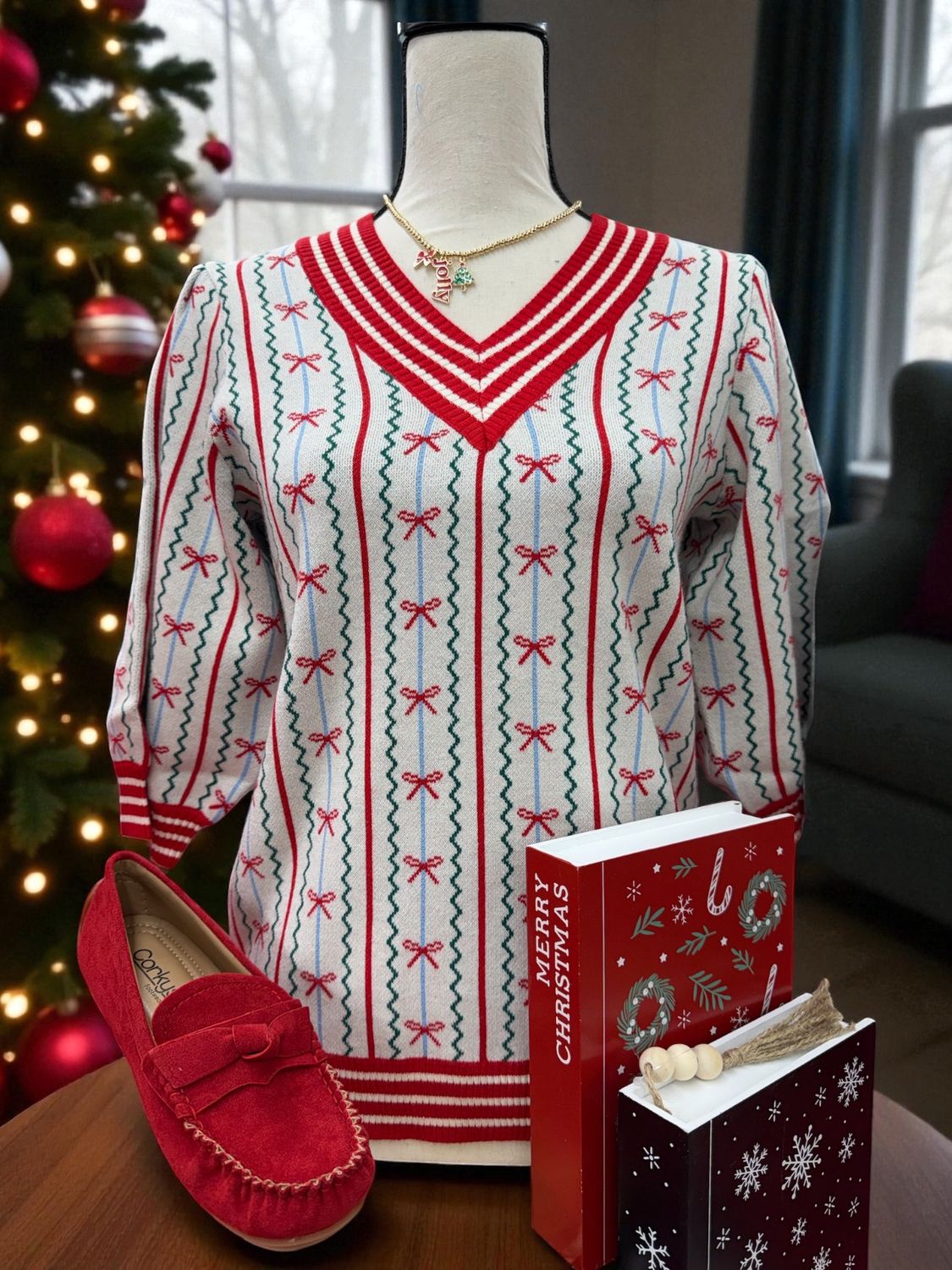 Faith in a Bow Christmas Sweater