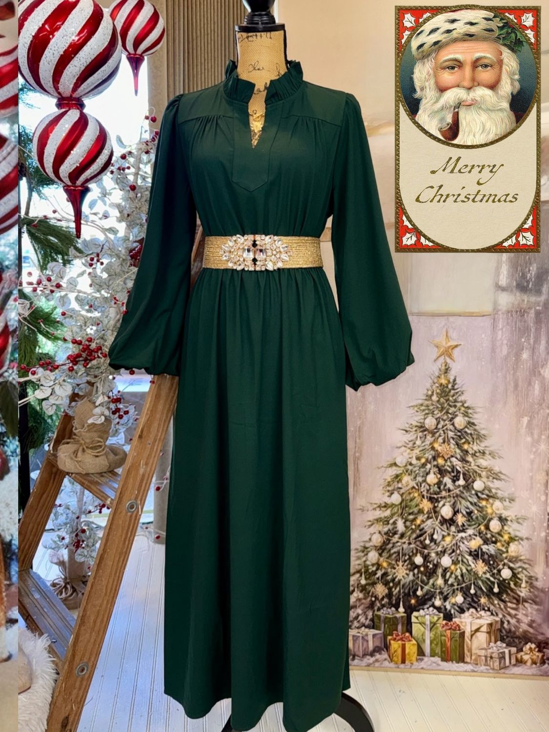 Hunter Green Long Dress