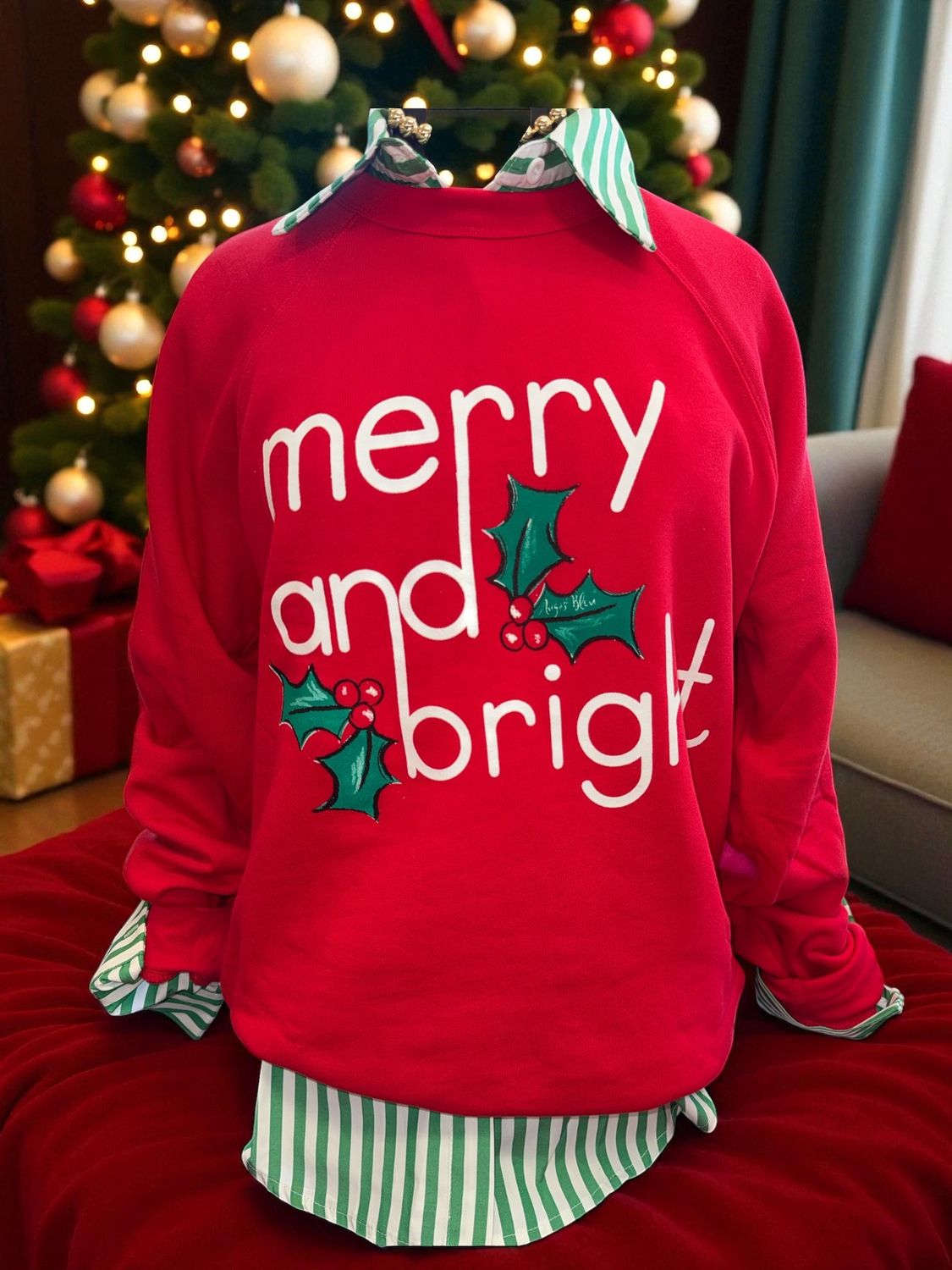 Merry &amp; Bright Holly Berry Sweatshirt