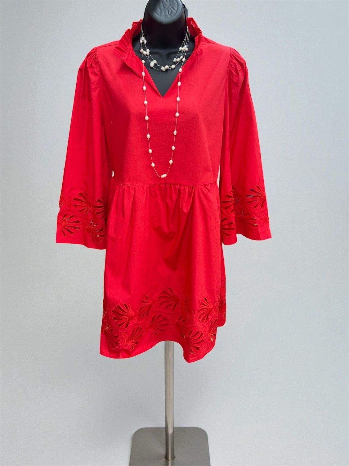 Red Longsleeve Dress W/ Cut Out Detail