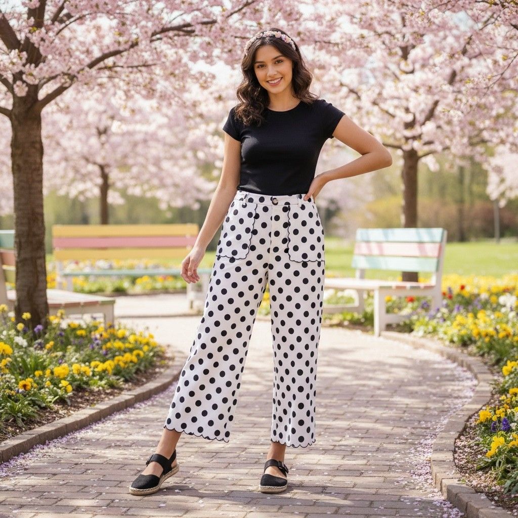 Cream with Black Polka Dot Pants