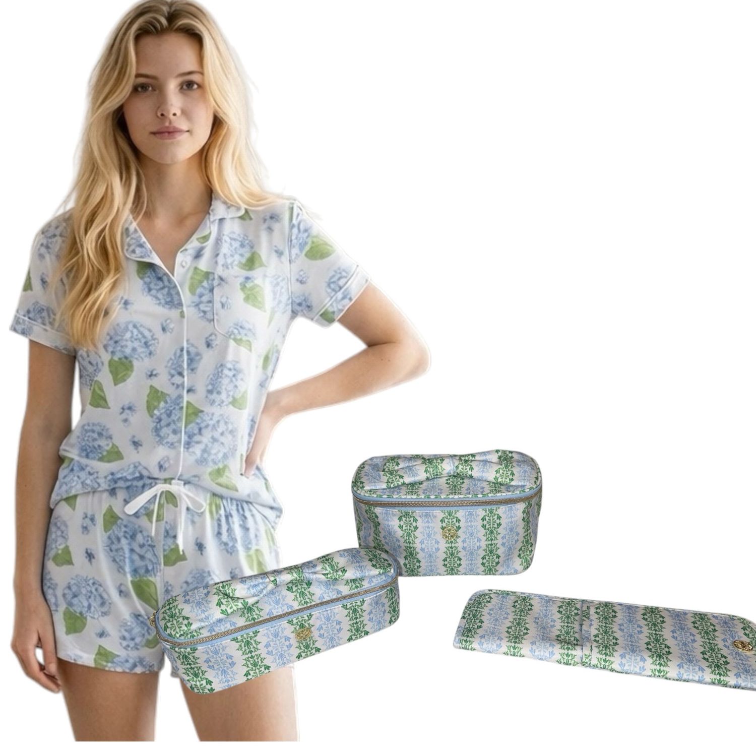 Charlotte Blue Hydrangea PJ Short Set