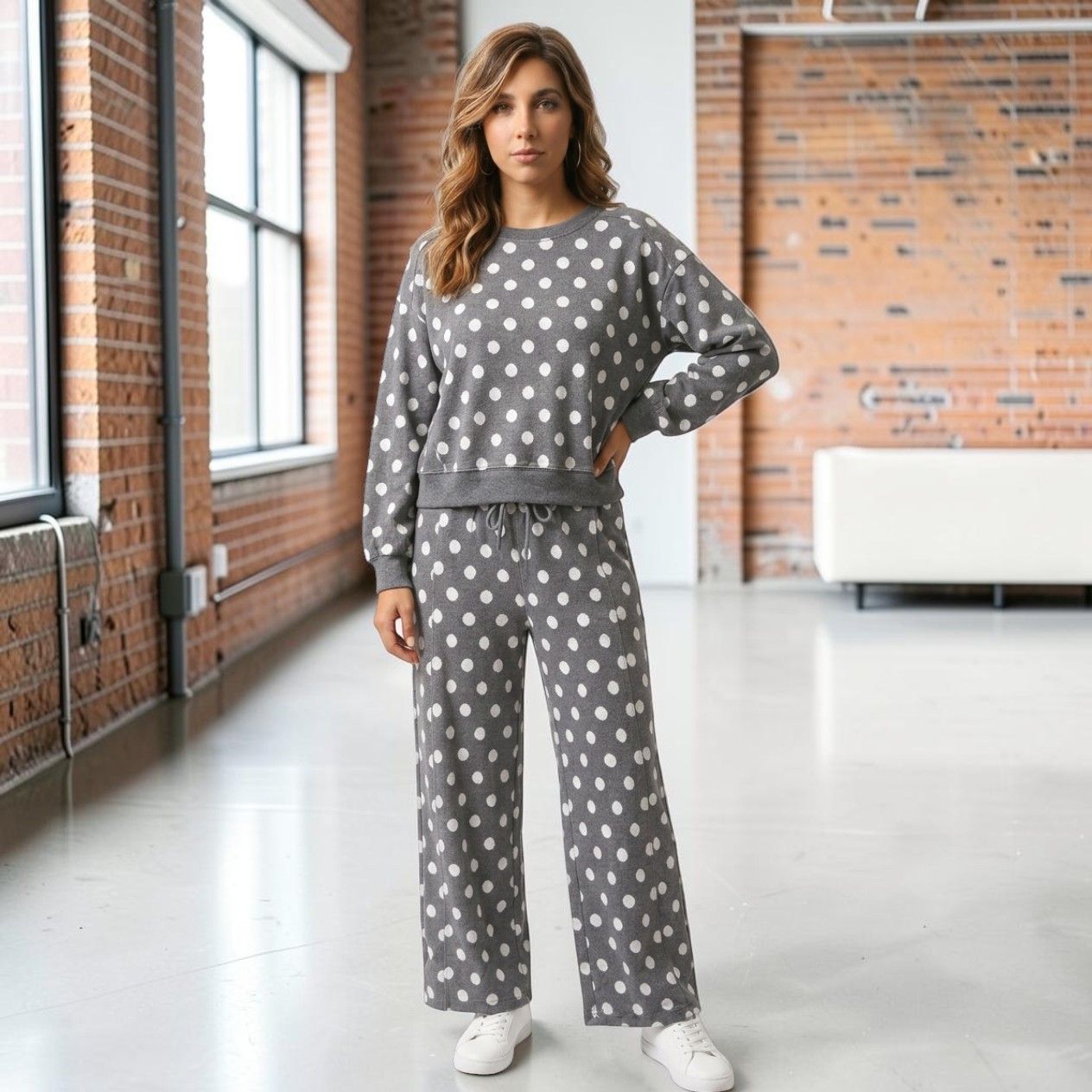 Polka Dot Printed Pullover