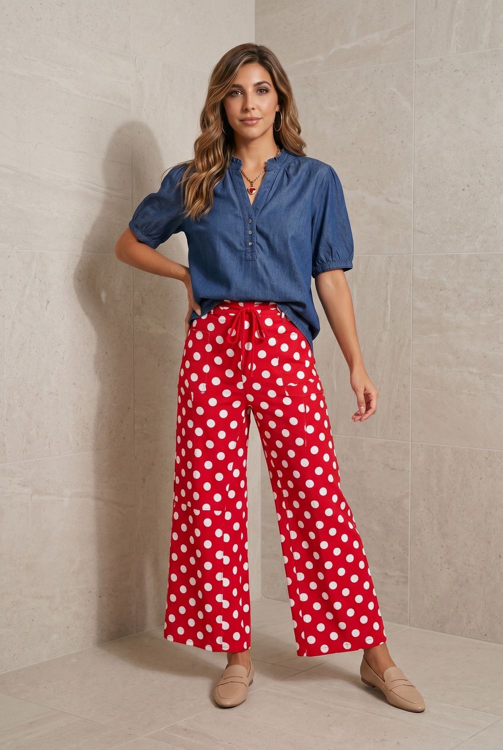 Polka Dot Pants with Drawstring