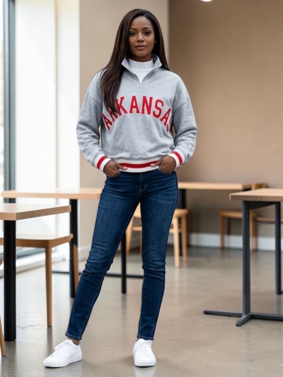 Arkansas Stripe Elastic Banded Detail PulloverTop