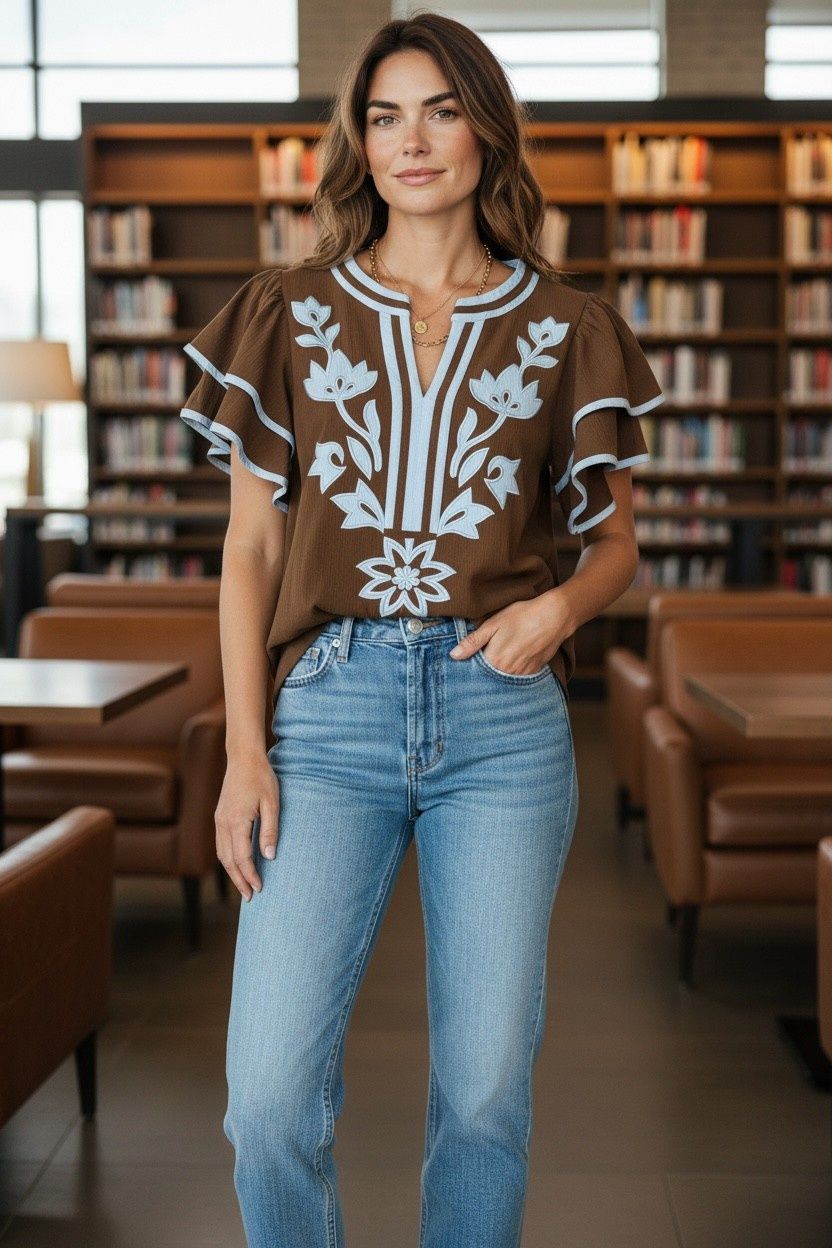 Top With  Flower Detail