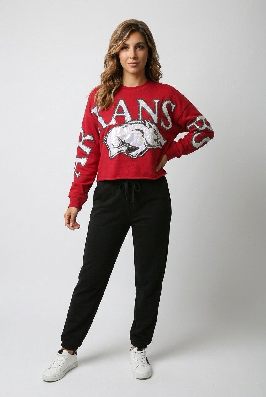 Razorback Stadium Sequin Crewneck