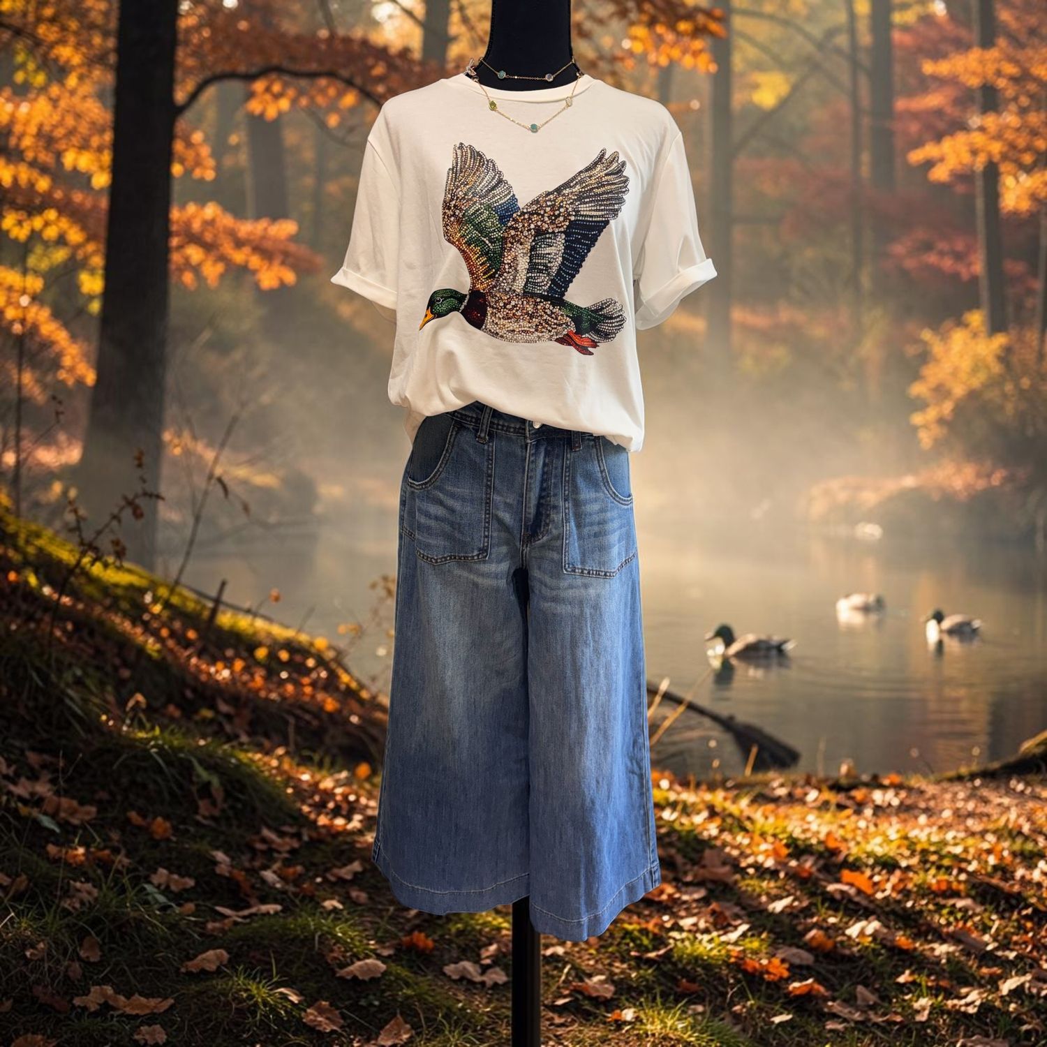Flying Mallard Crew Neck Graphic Tee