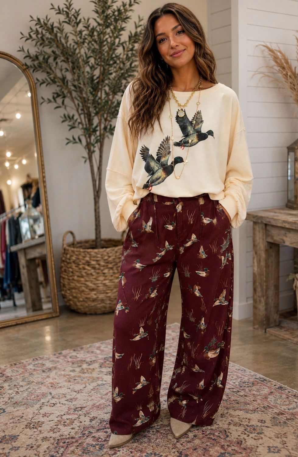 Stone Washed Duck Graphic Pullover