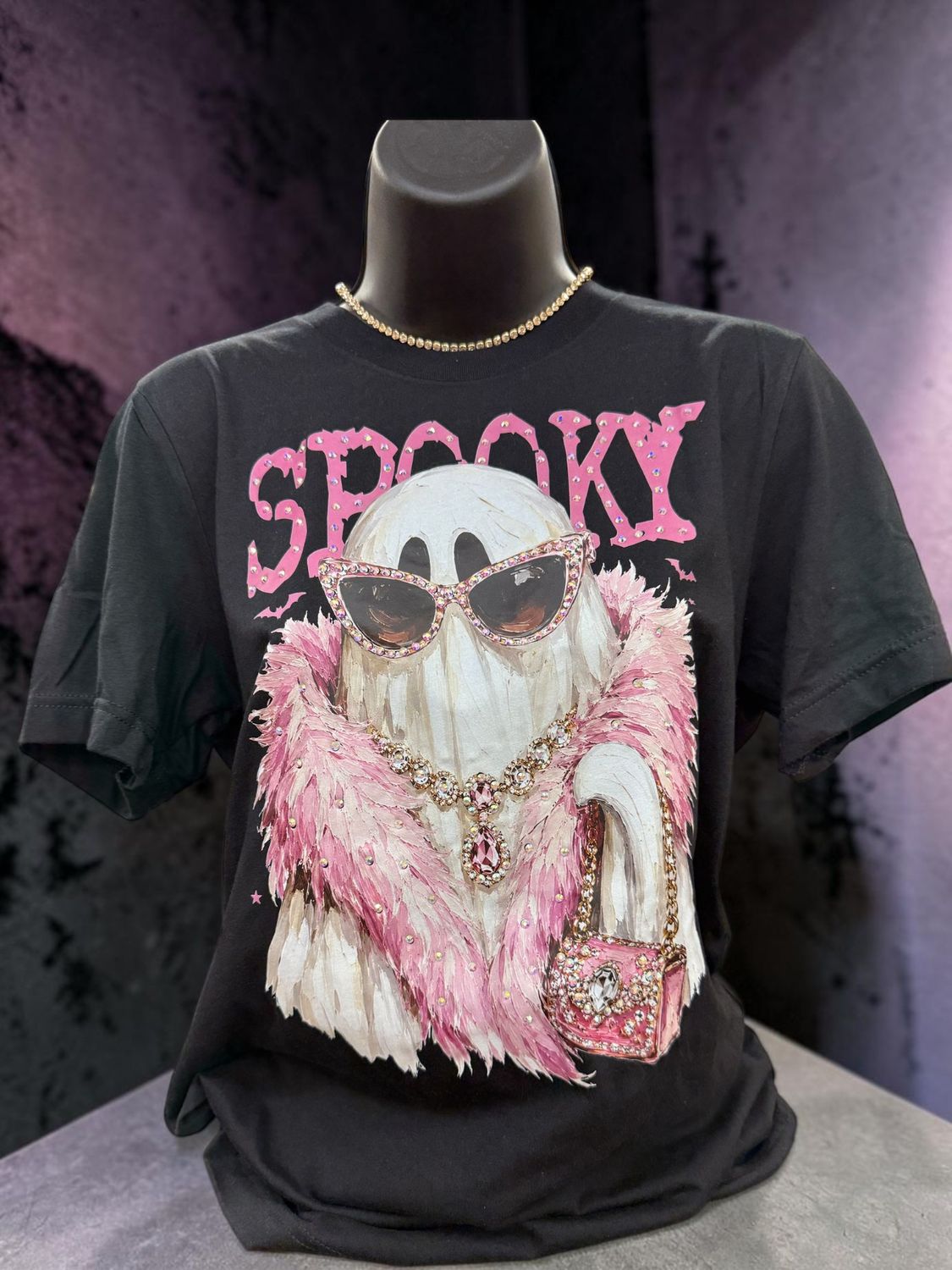 Spooky Ghost Blingy Graphic Tee