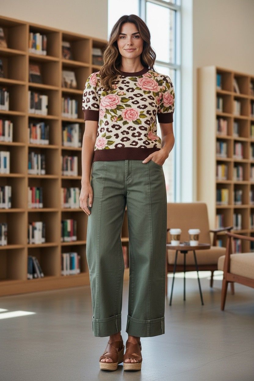 Avante Wide Ankle Pants W/ Front Seam