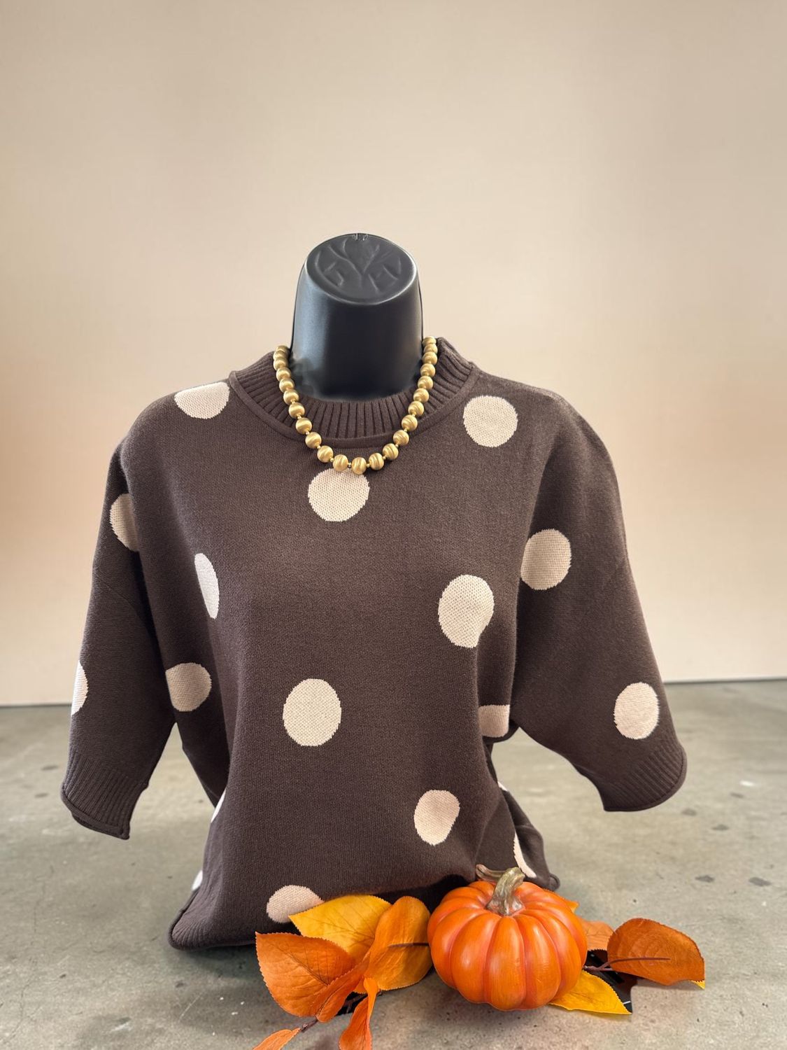 SS Polka Dot Round Neck Sweater