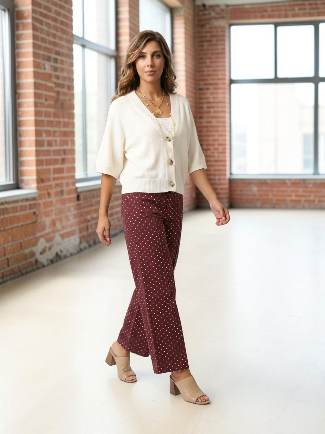 Burgundy Polka Dot Jeans