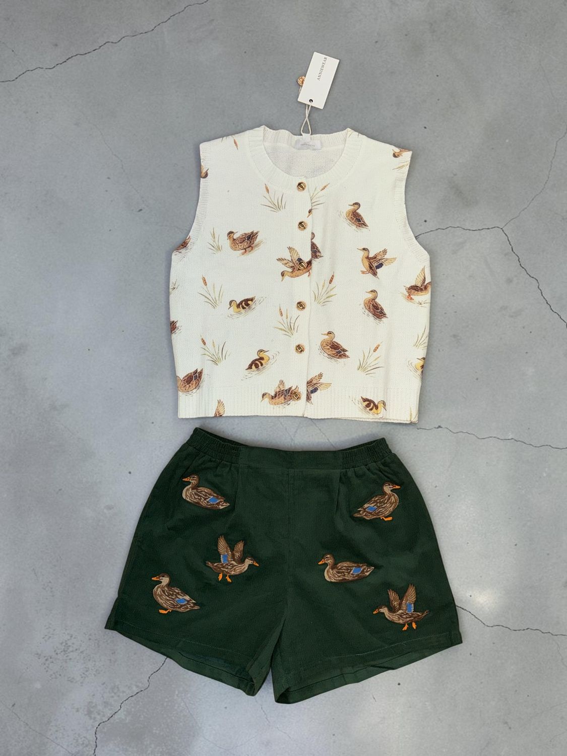 Mallard Print Button Down Sweater Vest