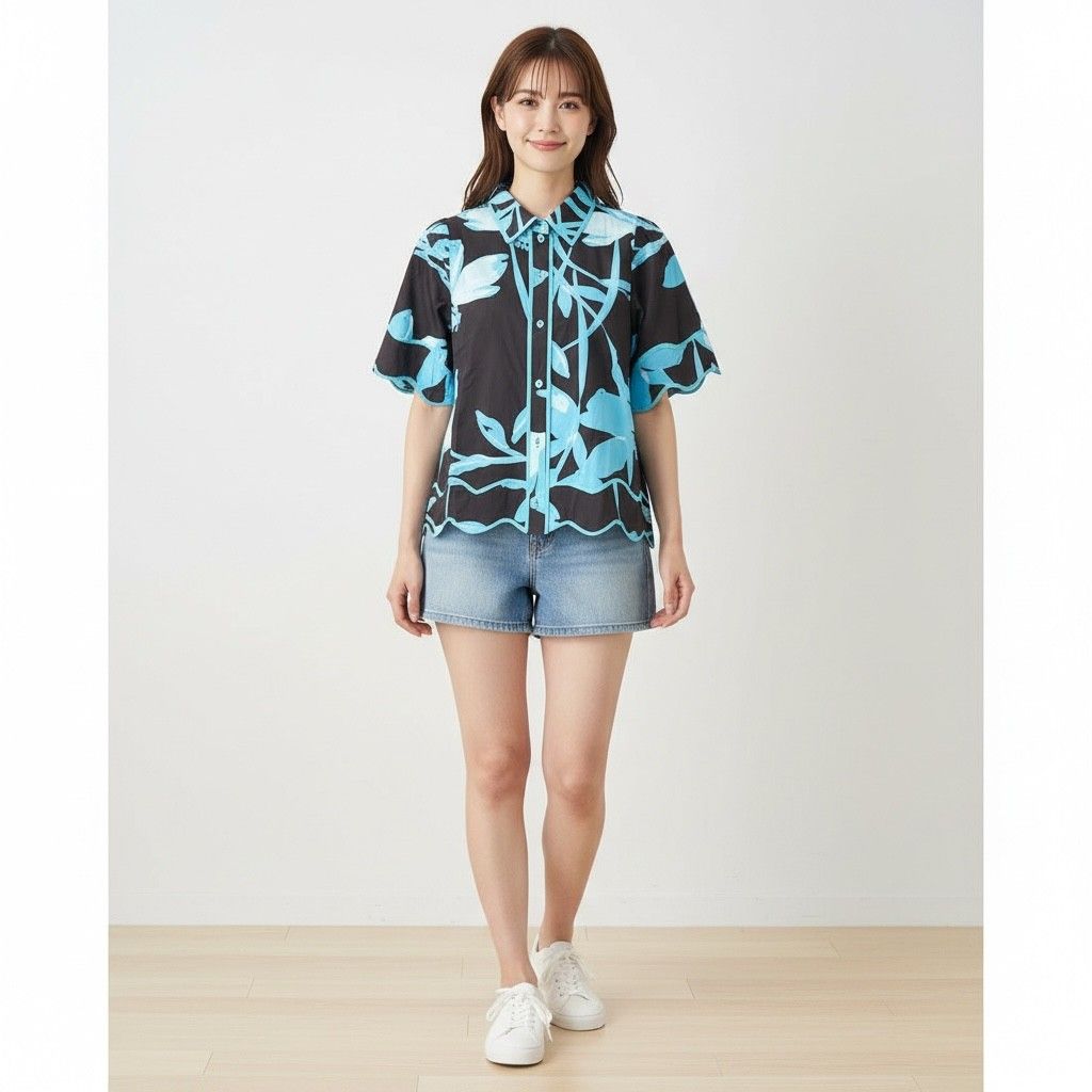 Brown and Blue Floral Button Up