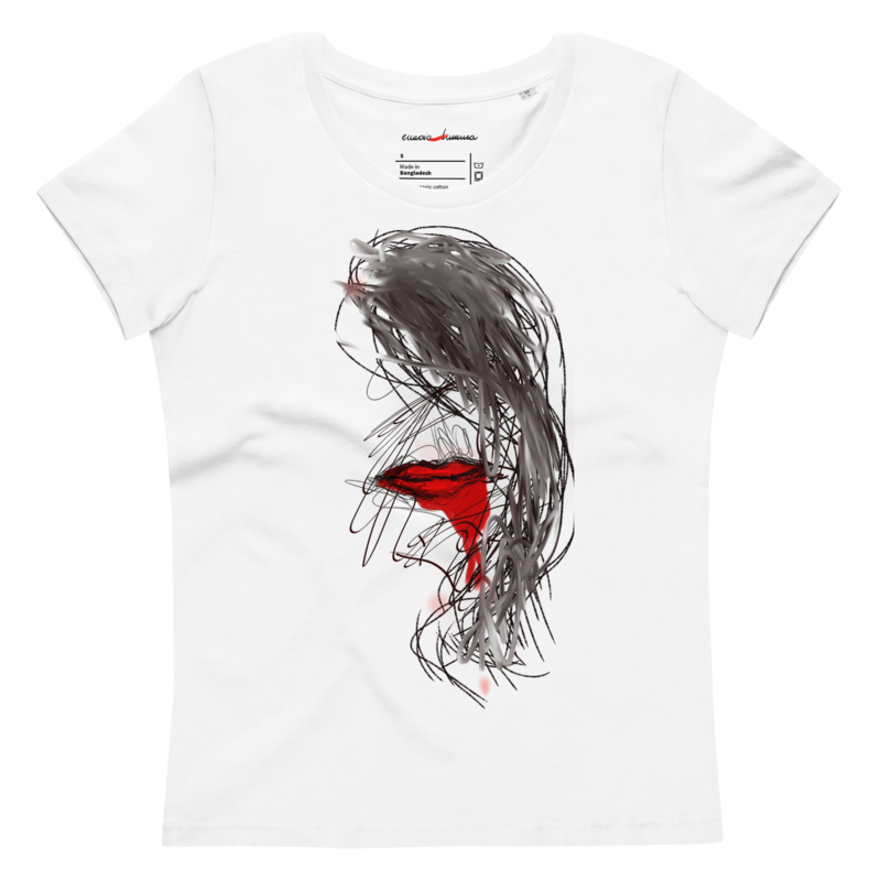 woman... Women&#39;s fitted eco tee with original drawing