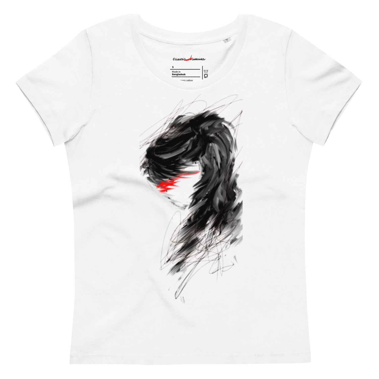 no change! ...  Women&#39;s fitted tee with original drawing print