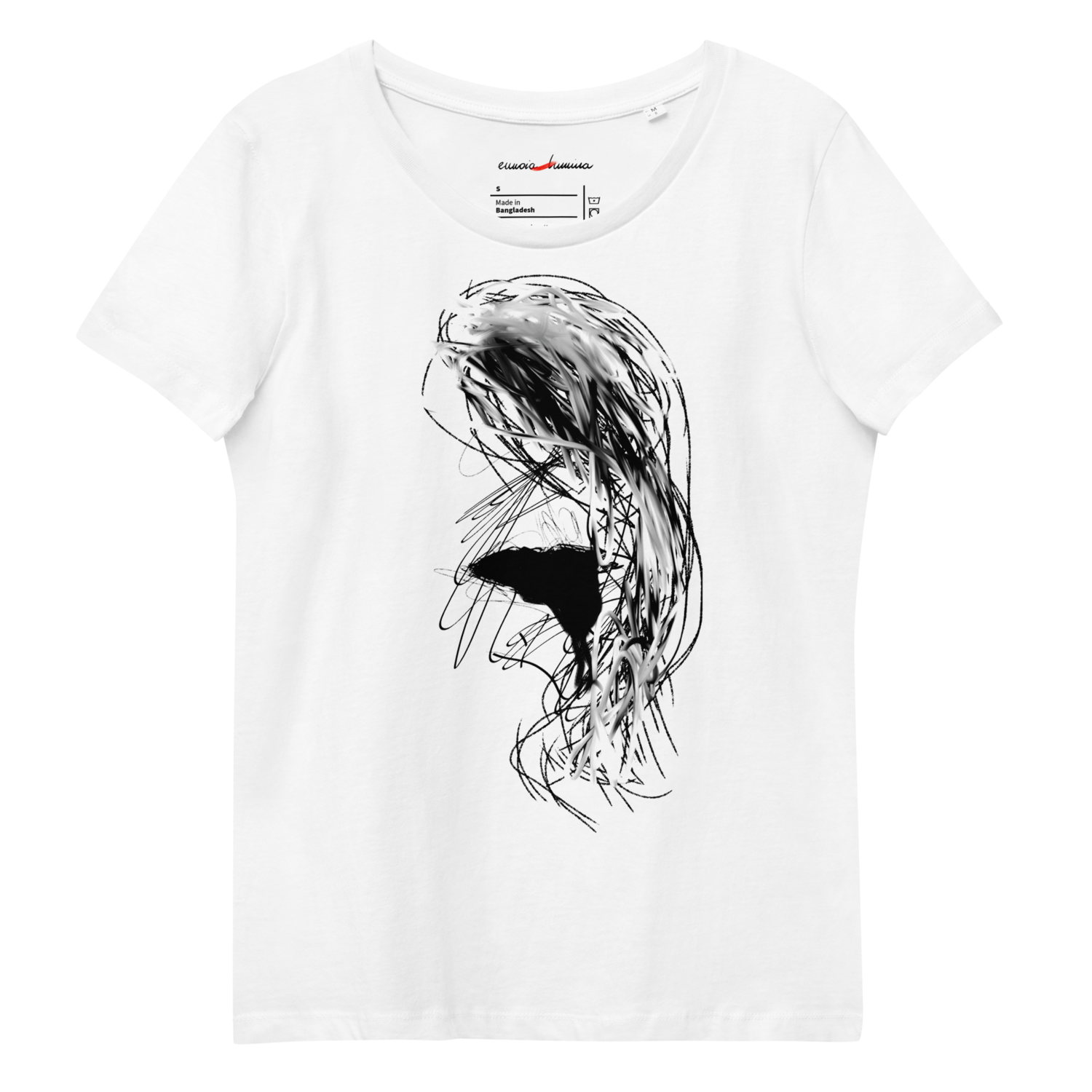 woman...  Women&#39;s fitted eco tee with original drawing