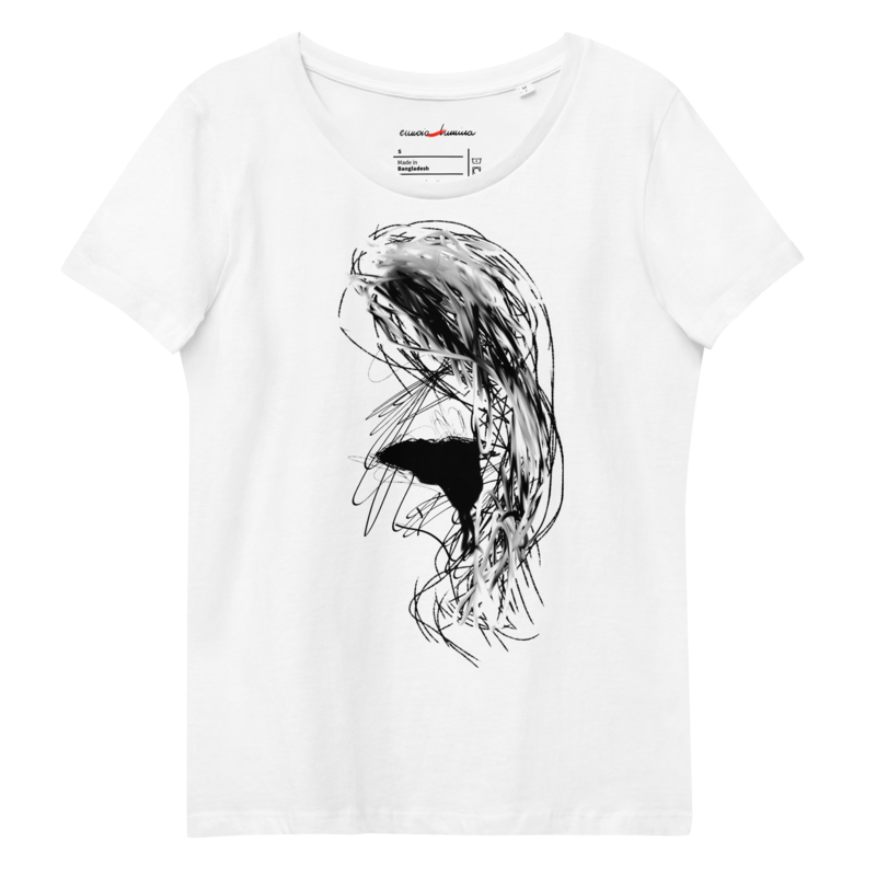 woman...  Women&#39;s fitted eco tee with original drawing