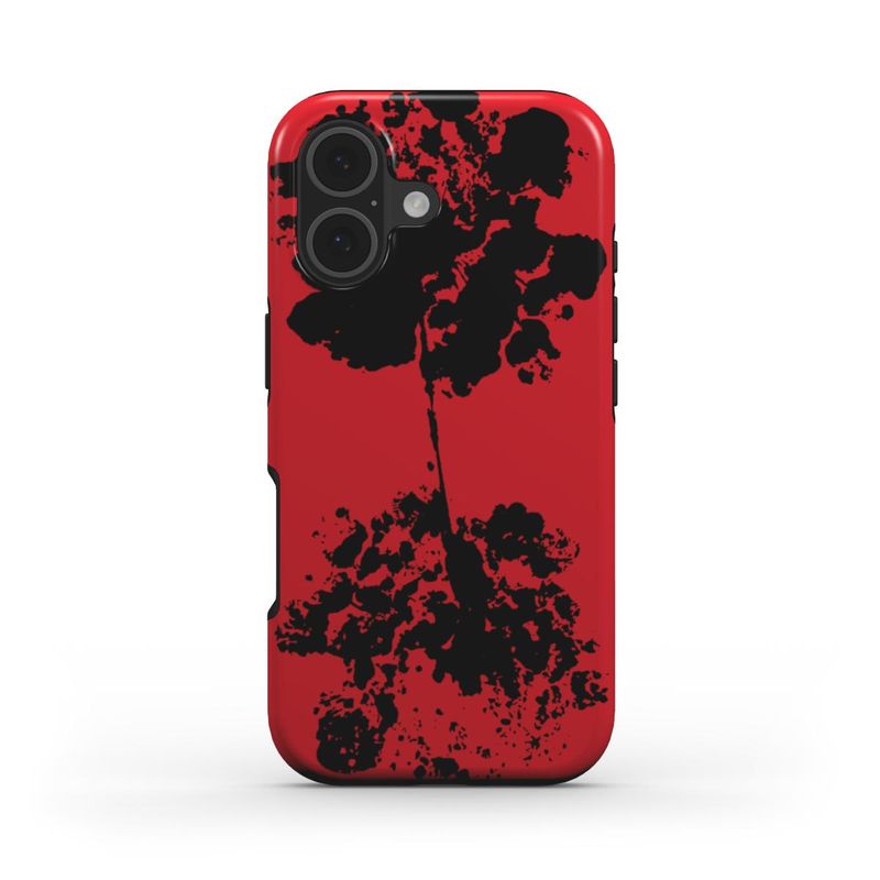 Reflected - Artist designed Tough Phone Case by Eunoia Lumina Reflected tough phone case by Eunoia Lumina – minimalist abstract floral artwork. Color red with black design print.