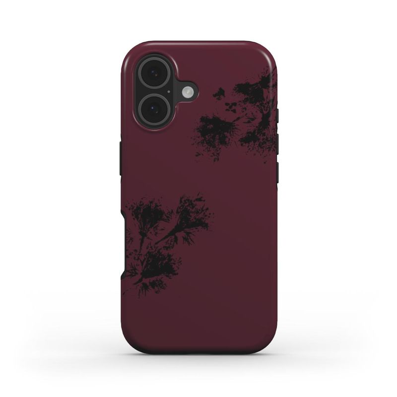 Untouched - Artist designed Tough Phone Case by Eunoia Lumina Untouched tough phone case by Eunoia Lumina - minimalist pressed-flower artwork. Color maroon with black design print.