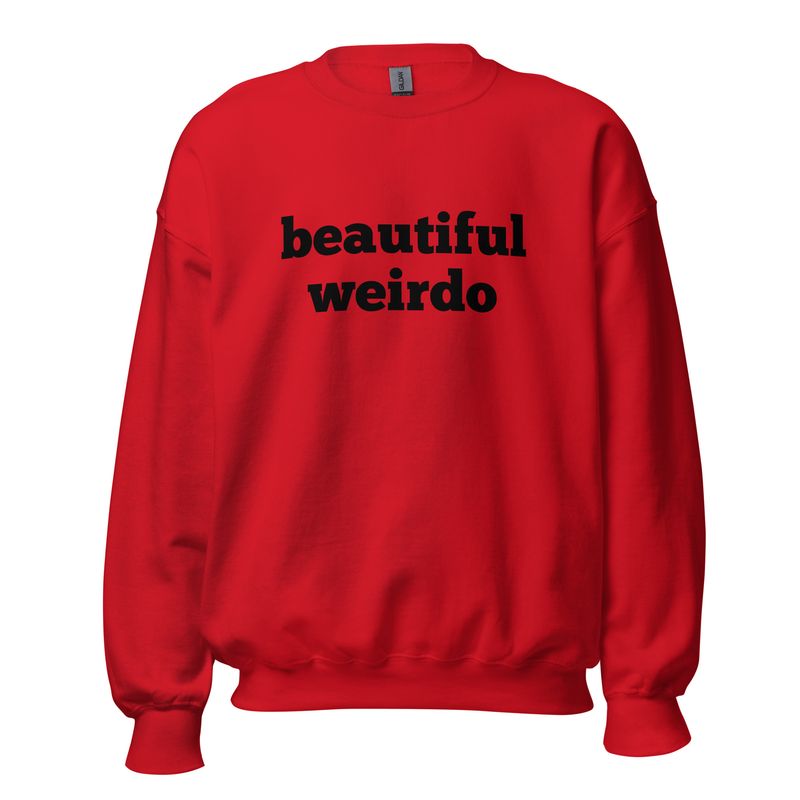Beautiful Weirdo  - Artist-designed Unisex sweatshirt front view red by Eunoia Lumina