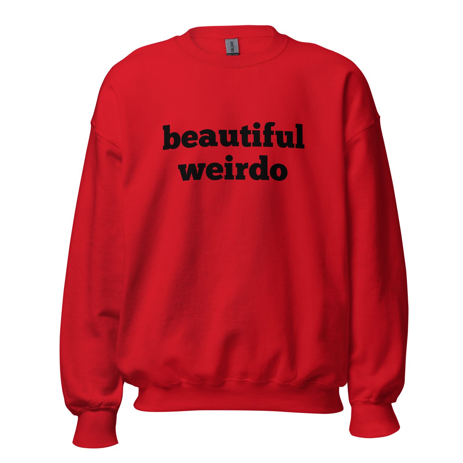 Beautiful Weirdo  - Artist-designed Unisex sweatshirt front view red by Eunoia Lumina