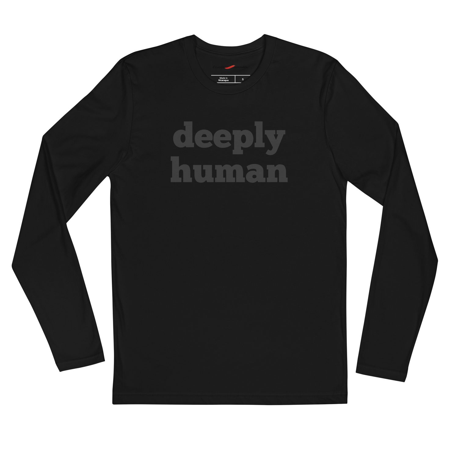 Deeply Human- Men&#39;s Long Sleeve Fitted Crew by Eunoia Lumina