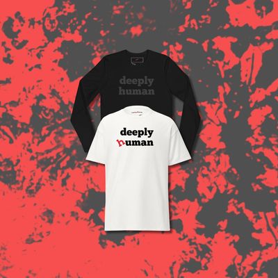 Men's World category image with black long sleeve tee and white t-shirt with design by Eunoia Lumina