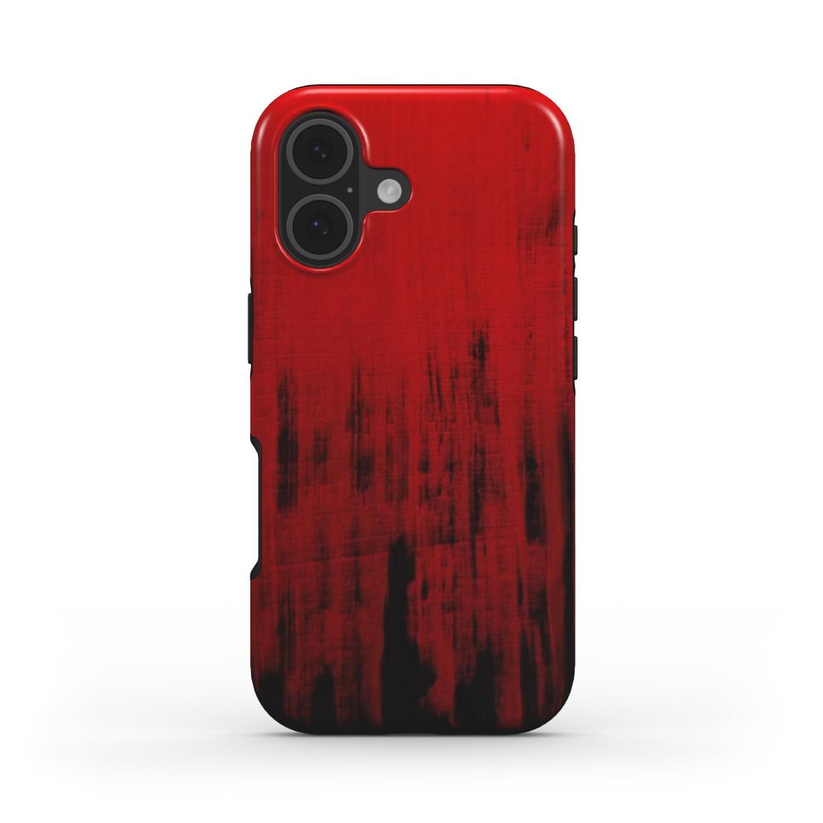 Strokes Phone Case by Eunoia Lumina – abstract flowing brush design in black and red front view