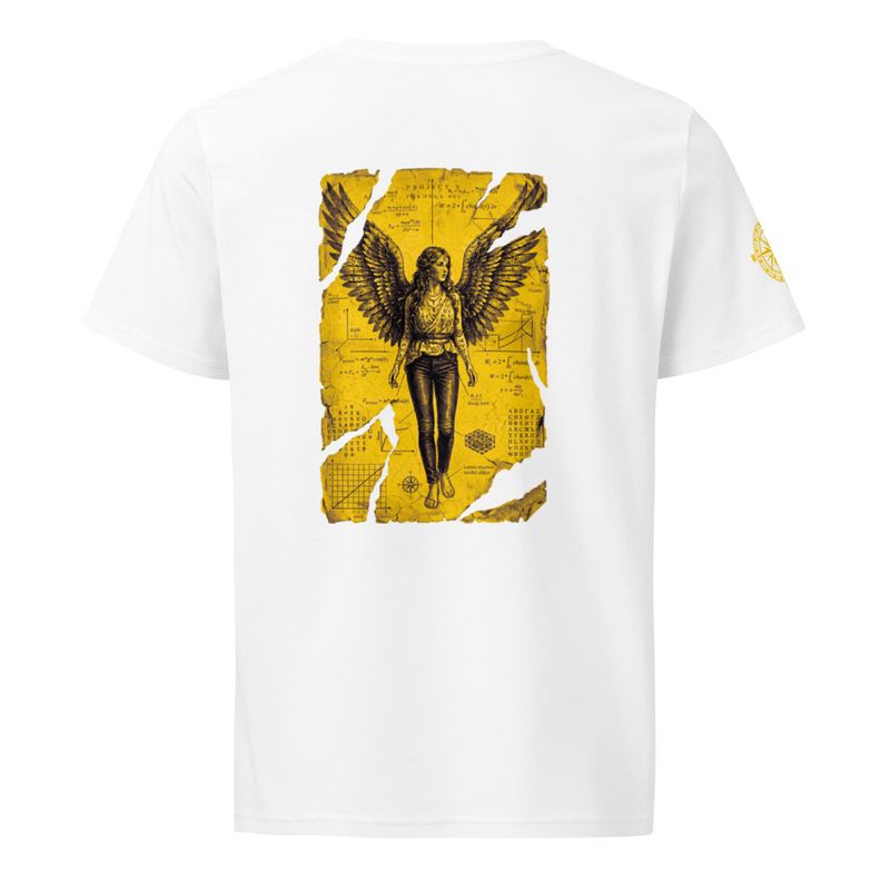 Anatomia Divina | Transcendent Angel Design on Organic White Unisex T-Shirt | Stanley/Stella SATU007 | Dandelion