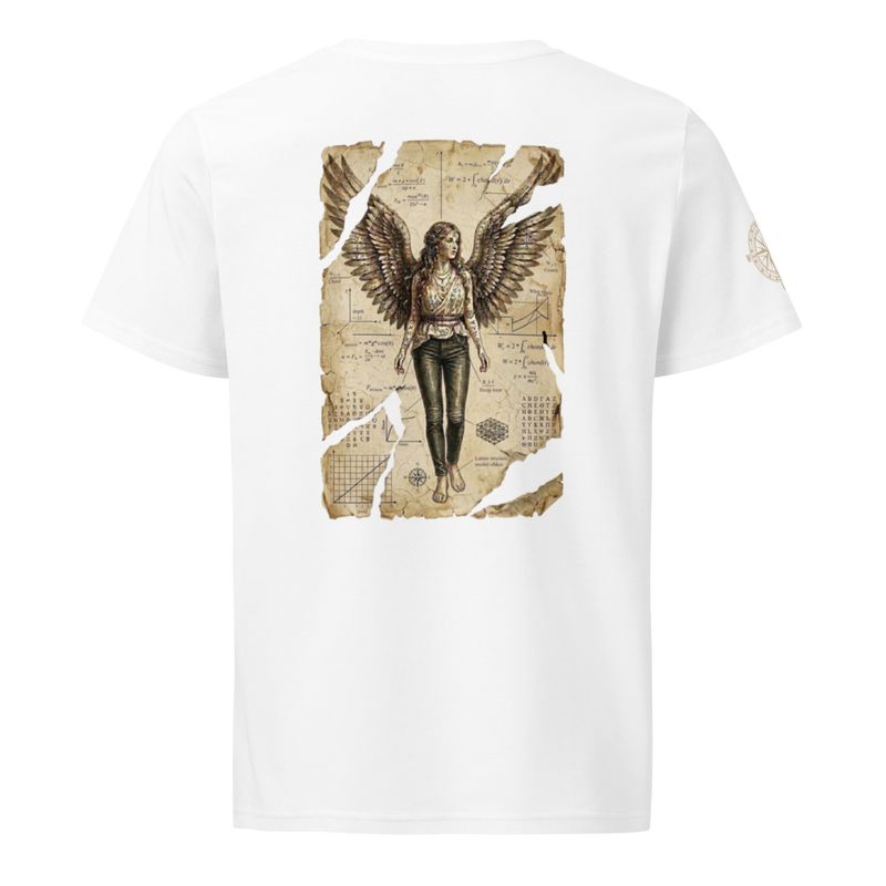 Anatomia Divina | Transcendent Angel Design on Organic White Unisex T-Shirt | Stanley/Stella SATU007 | Retro