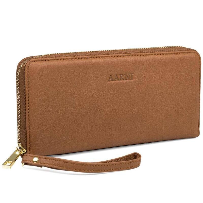 AARNI Hirvennahkainen clutch-lompakko konjakki